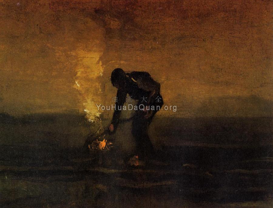 农民焚烧杂草 - 文森特·威廉·梵高